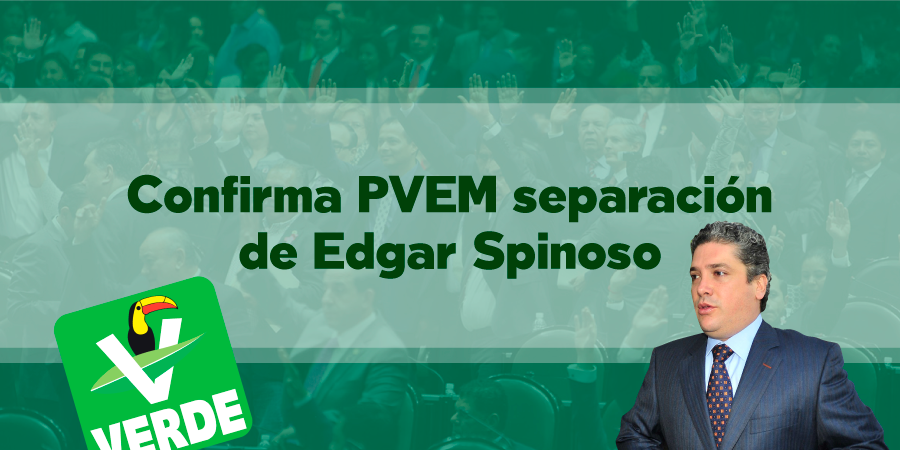 Confirma PVEM separación de Edgar Spinoso